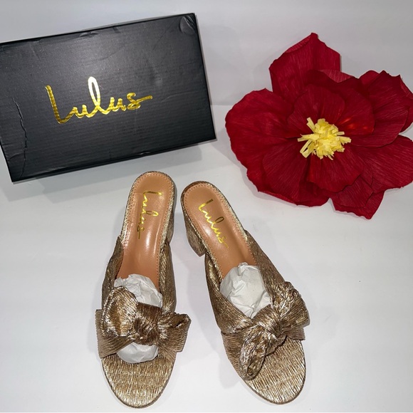 Lulus Dorthea Rose Gold Knotted High Block Heel Sandals - New In Box - Reemoly - Picture 2 of 12